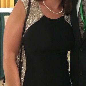 Black Formal Gown with Silver Embellished Side Panels – Xscape